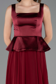 Robe de Soirée Longue Mousseline Rouge Bordeaux ABU6568