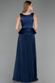Robe de Soirée Longue Mousseline Bleu Marine ABU6568