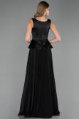 Robe de Soirée Longue Mousseline Noir ABU6568