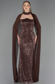 Robe de Soirée Longue Perlé Brun clair ABU6569