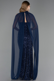 Robe de Soirée Longue Perlé Bleu Marine ABU6569