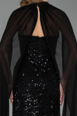 Robe de Soirée Longue Perlé Noir ABU6569