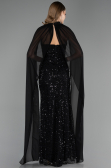 Robe de Soirée Longue Perlé Noir ABU6569