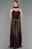 Robe de Soirée Longue Mousseline Brun ABU6570