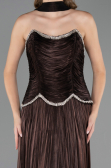 Robe de Soirée Longue Mousseline Brun ABU6570