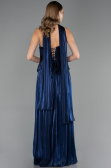 Robe de Soirée Longue Mousseline Bleu Marine ABU6570