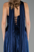 Robe de Soirée Longue Mousseline Bleu Marine ABU6570
