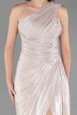 Robe de Soirée Longue Mousseline Beige ABU6511