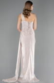 Robe de Soirée Longue Mousseline Beige ABU6511