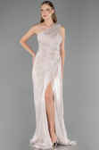 Robe de Soirée Longue Mousseline Beige ABU6511