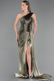 Robe de Soirée Longue Mousseline Kaki ABU6511