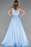 Robe Grande Taille Longue Satin Bleu clair ABU6576