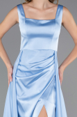 Robe Grande Taille Longue Satin Bleu clair ABU6576