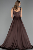 Robe Grande Taille Longue Satin Brun ABU6576