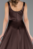 Robe Grande Taille Longue Satin Brun ABU6576