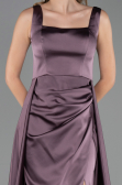 Robe Grande Taille Longue Satin Violet Foncé ABU6576