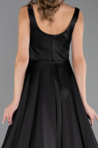 Robe de Soirée Longue Satin Noir ABU6572