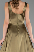 Robe Grande Taille Longue Satin Vert Huile ABU6576