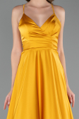 Robe de Soirée Longue Satin Moutarde ABU6573