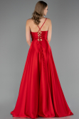 Robe de Soirée Longue Satin Rouge ABU6573