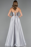 Robe de Soirée Longue Satin Gris ABU6573