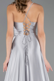 Robe de Soirée Longue Satin Gris ABU6573