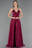 Robe de Soirée Longue Satin Prune ABU6573