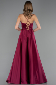 Robe de Soirée Longue Satin Prune ABU6573