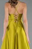Robe de Soirée Longue Satin Vert Huile ABU6573