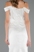 Robe Queue de Poisson Longue Satin Blanc ABU6574
