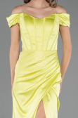 Robe De Soirée Grande Taille Longue Satin Pistache vert ABU6577