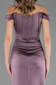Robe Queue de Poisson Longue Satin Lavande ABU6574