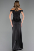 Robe De Soirée Grande Taille Longue Satin Noir ABU6577