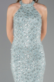 Robe de Soirée Longue Dantelle Menthe ABU6578