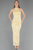 Robe de Soirée Longue Dantelle Jaune ABU6578