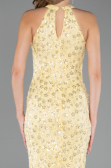 Robe de Soirée Longue Dantelle Jaune ABU6578