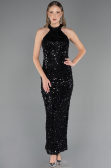 Robe de Soirée Longue Dantelle Noir ABU6578