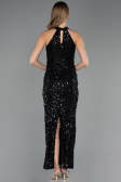 Robe de Soirée Longue Dantelle Noir ABU6578