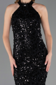 Robe de Soirée Longue Dantelle Noir ABU6578