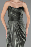 Robe de Soirée Grande Taille Longue Mousseline Kaki ABU6582