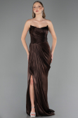 Robe de Soirée Grande Taille Longue Mousseline Brun ABU6582
