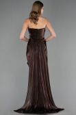 Robe de Soirée Grande Taille Longue Mousseline Brun ABU6582