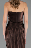 Robe de Soirée Grande Taille Longue Mousseline Brun ABU6582