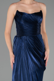 Robe de Soirée Grande Taille Longue Mousseline Bleu Marine ABU6582