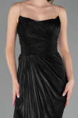 Robe de Soirée Grande Taille Longue Mousseline Noir ABU6582