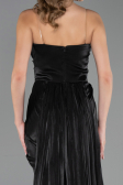 Robe de Soirée Grande Taille Longue Mousseline Noir ABU6582