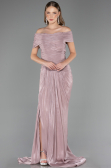 Robe de Soirée Longue Mousseline Couleur Rose ABU6581