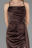 Robe de Soirée Longue Satin Brun ABU6584