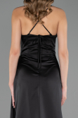 Robe de Soirée Longue Satin Noir ABU6584