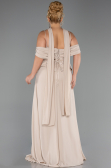 Robe de Soirée Grande Taille Longue Mousseline Beige ABU6274